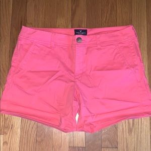 American Eagle Twill Midi Shorts- Pink